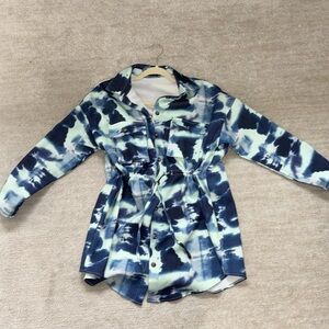 PrettyLittleThing Blue Tie Dyed long sleeve mini dress US 4 UK 8